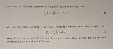 Solved Problem 1 The Faraday Tensor In A Particular