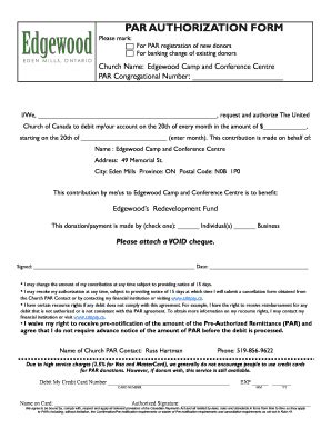 Fillable Online Edgewood Camp On Par Authorization Form Edgewood Camp