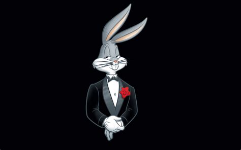 Wallpaper Looney Tunes Bugs Bunny Rabbit Tuxedo Flower 1920x1200