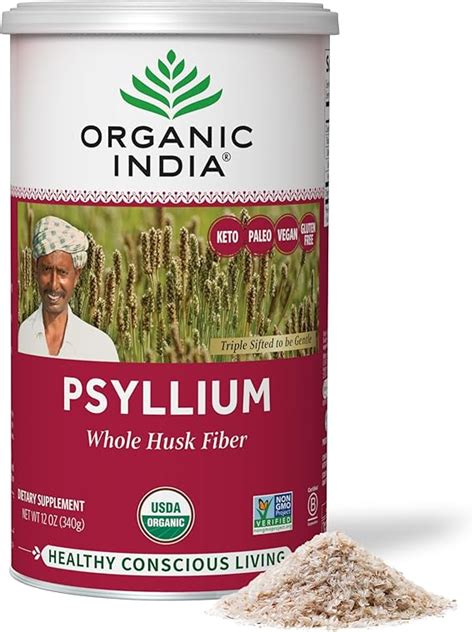 Organic India Whole Psyllium Husk Powder Organic Psyllium Husk Fiber Supplement