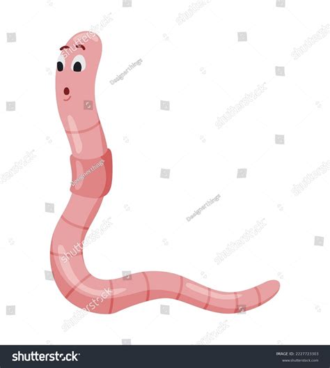 Funny Worm Pink Crawler Amazemented Earth Stock Vector Royalty Free