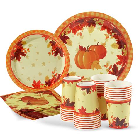 Buy Fall Leaves Plates Napkins And Cups Set Serves Guests Autumn