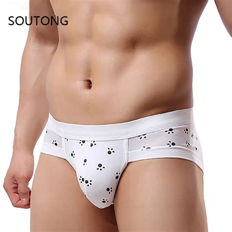 Soutong Male Fashion Sexy Printing U Convex Pouch Low Rise Underpants