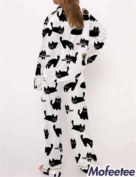 Cute Black Cat Pajama Set Mofeetee