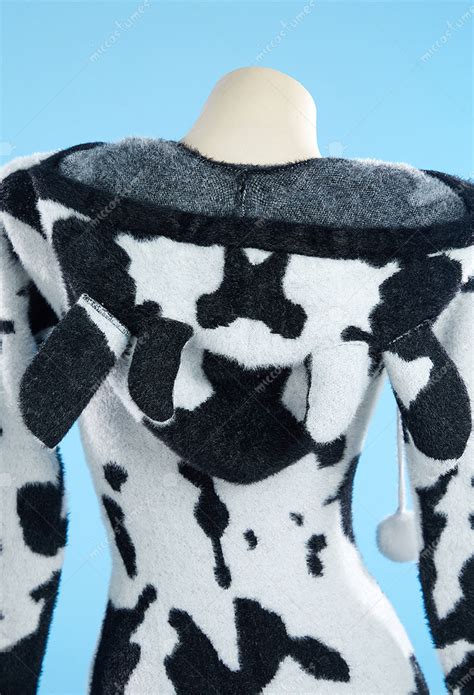 Fluffy Homewear Bodycon Romper Cow Pattern Hooded Bodysuit Top Quality Sexy Lingerie For Sale
