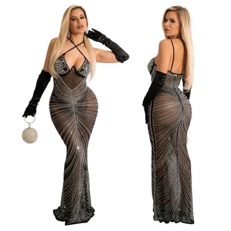 Lyf Manufacturer S Hot Drill Deep V Sexy Tight Evening Dress Women S Dress Womens Dress