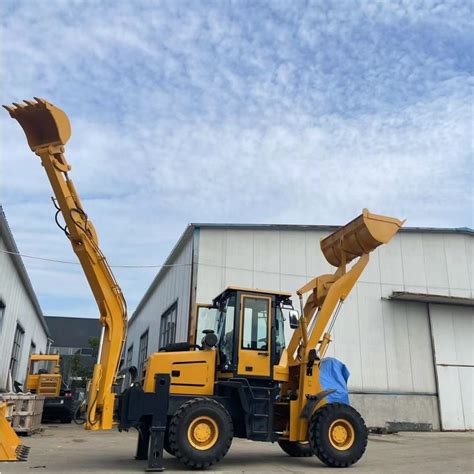 4X4 Small Backhoe Loader 4 Wheel Drive Machine With Front End Wheel