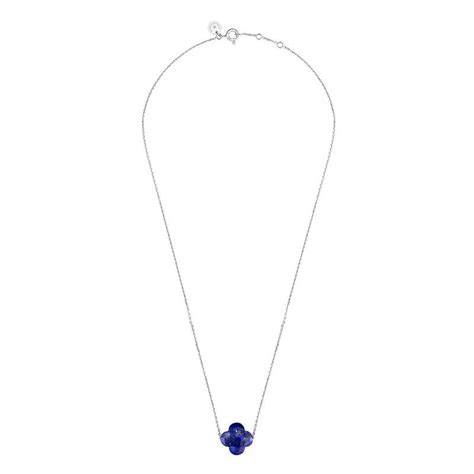 Collier Lapis Lazuli Trèfle Or Blanc 750 Morganne Bello Ocarat