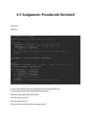 4 3 Assignment Pseudocode Revisited Docx 4 3 Assignment Pseudocode