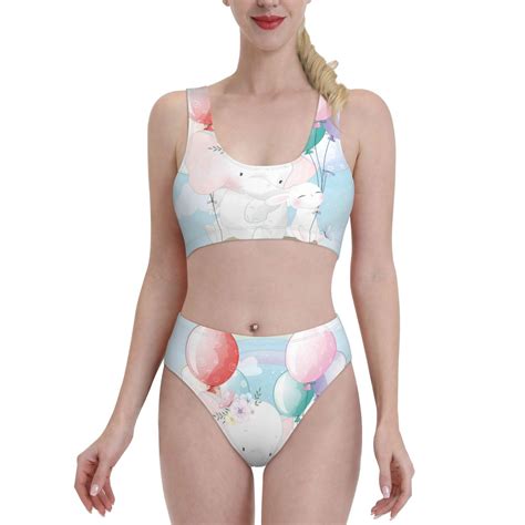 Lukts Women High Waisted Bikini Set Cute Elephant Swimsuit 2 Piece