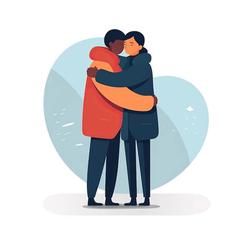 Premium Photo People Hugging Flat Illustration Vector