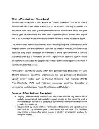 Types Of Blockchain Permissioned Permissionless Pdf