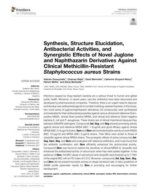 PDF Synthesis Structure Elucidation Antibacterial Activities And