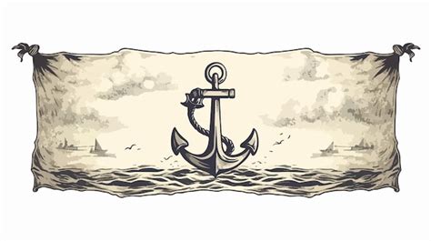 Ship Anchor And Scroll Banner Nautical Illustration Premium AI