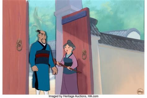 Mulan Fa Zhou and Fa Li Presentation Cel Setup on Production Background ...