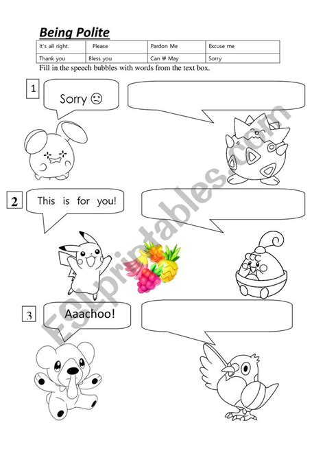 Polite Expressions Worksheet