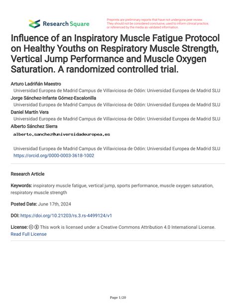 PDF Influence Of An Inspiratory Muscle Fatigue Protocol On Healthy