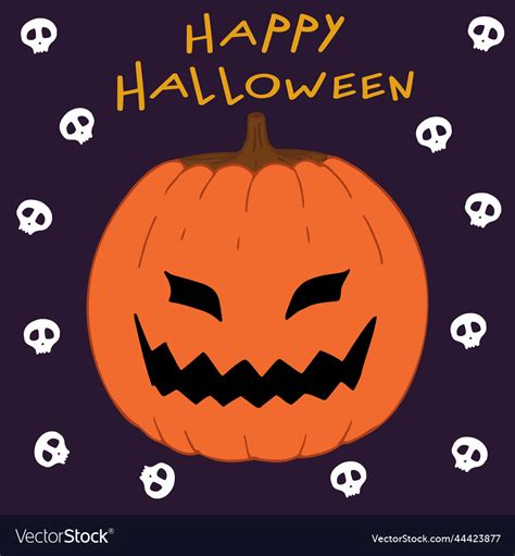 Creepy Pumpkin With Skulls On Dark Background Vector Image