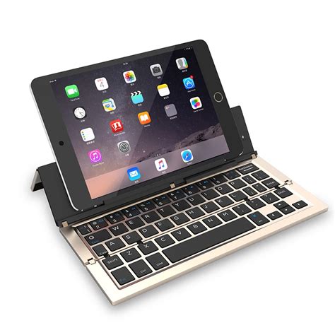 Foldable Wireless Bluetooth Keyboard Slim Aluminum Multi function Tablet Smart Phone PC Keyboard ...