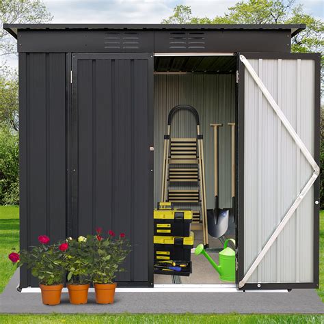 Metal Outdoor Storage Shed, BTMWAY 6' x 4' Garden Tool Shed with ...