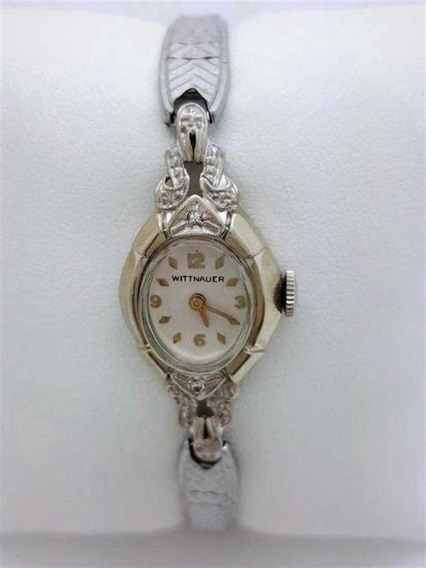 Vintage Wittnauer 14k White Gold Diamond Ladies Watch