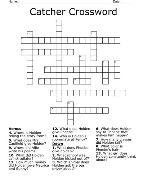 Catcher In The Rye Crossword Wordmint