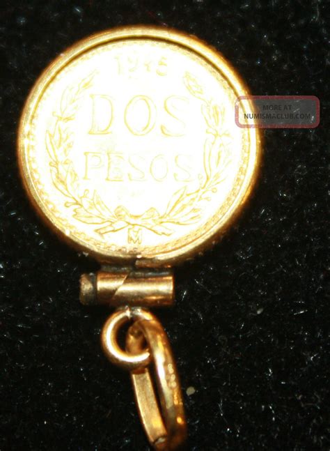 1945 Dos Pesos Gold Coin In 14 Kt Gold Pendant