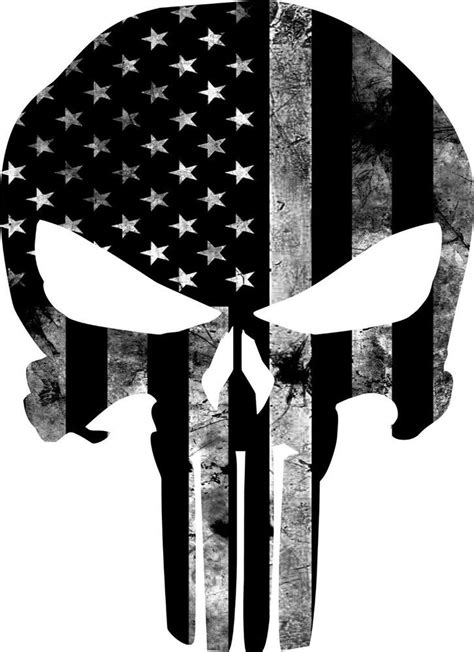 Pk Punisher Thin Blue Line American Flag Skull Vinyl Decal Sticker