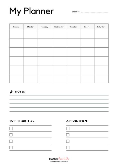 Monthly Planner Template Designs Free Printable Pdf