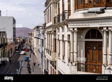 An Elevated View Of A Street In The Historical Centre Of Arequipa