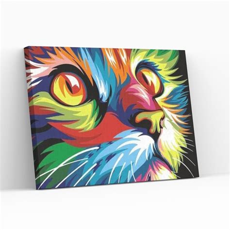 Ripley Pintura Con N Meros En Bastidor X Gato Pop Art Painting