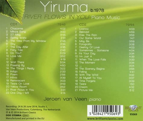 Jeroen Van Veen Yiruma Piano Music River Flows I Cd Jeroen Van