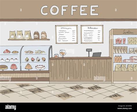 Cafe Graphic Color Interior Sketch Illustration Vector Stock Vector