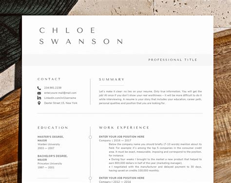 One Page Resume Template Google Docs Mac Pages Word Cv Template