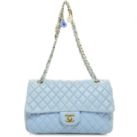 Chanel Lambskin Heart Valentine Medium Flap Baby Blue 25228