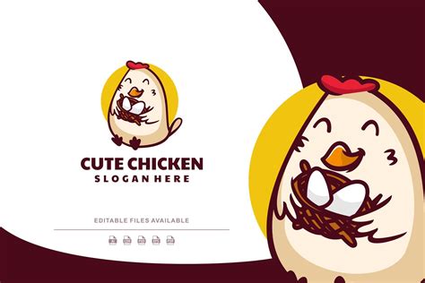 Chicken Mascot Cartoon Logo Cartoon Logo Mascot Logo Design Template