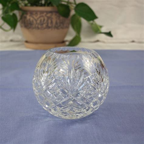 Vintage Glass Rose Bowl Vase Diamond And Fan Pattern Potpourri Jar