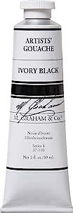 Amazon M Graham 2 Ounce Tube Gouache Paint Ivory Black