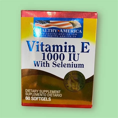 Healthy America Vitamina E 1000 IU Con Selenium 60 Softgels Persano Co