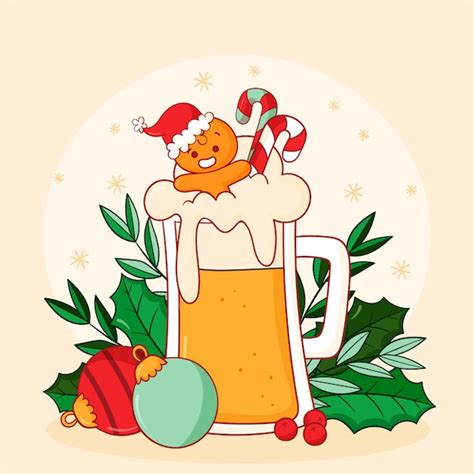 Ilustração de cerveja de natal desenhada à mão Vetor Grátis