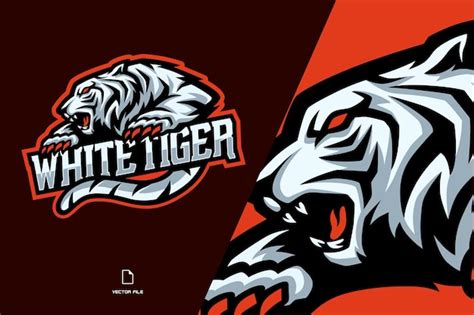 Ilustração do logotipo do mascote tigre branco esport para a equipe de