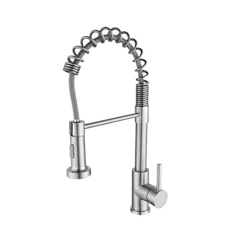 Lukvuzo Single Handle Commercial Spring High Arc Standard Kitchen Faucet In Brushed Nickle High