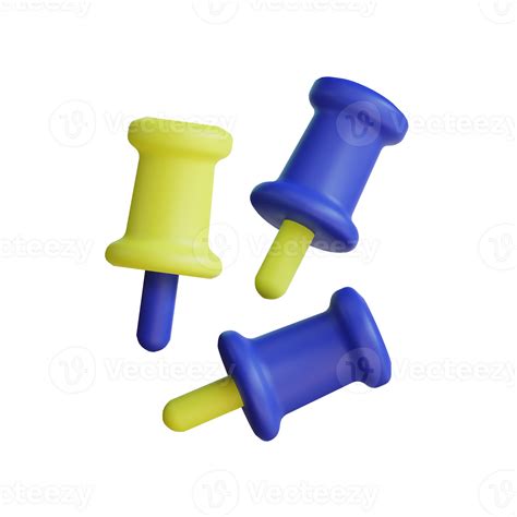 3d Illustration Of Multiple Yellow And Blue Push Pins Isolated On A