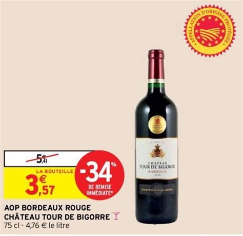 Promo Aop bordeaux rouge château tour de bigorre chez Intermarché