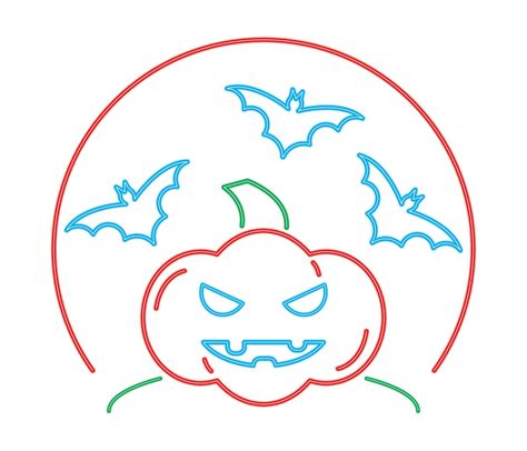 halloween bats and pumpkin neon 14176298 Vector Art at Vecteezy