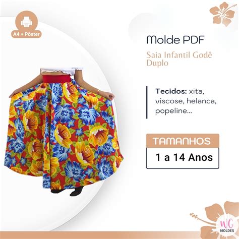 Molde Saia Infantil GodÊ Duplo Moldes Wg Hotmart