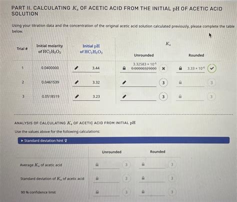 Solved PART II. CALCULATING Ka OF ACETIC ACID FROM THE | Chegg.com