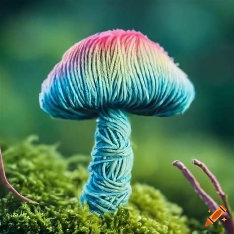 Colourful Floss Mushroom Growing On Moss On Craiyon