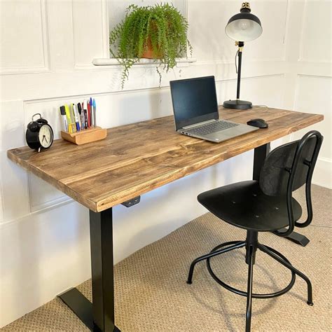 Height Adjustable Sit-stand Desk With Reclaimed Wooden Top ...