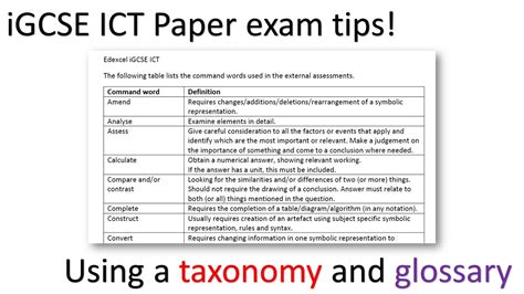 Edexcel Igcse Ict Exam Tips How To Use The Taxonomy And Glossary